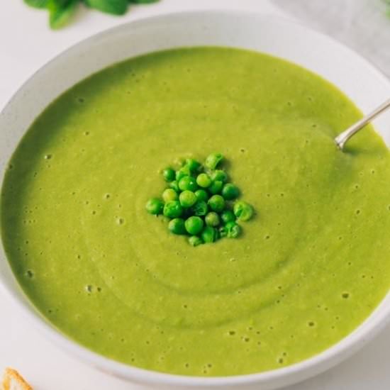 Delicious Creamy Green Pea Soup - Recipe photo by theSimplerKitchen