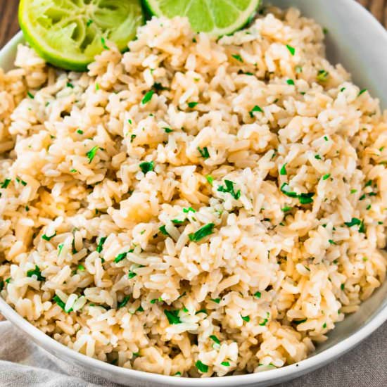 Cilantro Lime Brown Rice - Recipe photo by sticksscratchkitchen