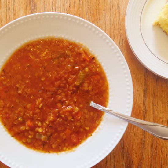 Tomato Red Lentil Soup - Recipe photo by themidwestkitchenblog