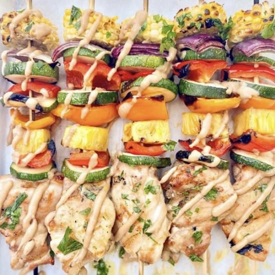 Grilled Rainbow Chicken Kabobs - Recipe photo by jonnakeohane