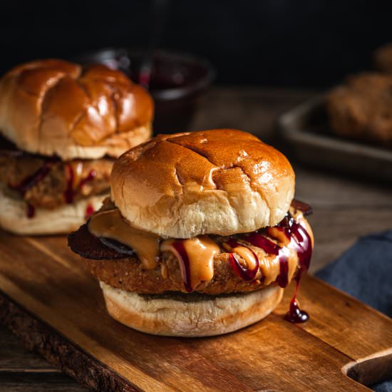 Vegan PB & Jelly Chicken Sandwich - Recipe photo by Liv Vegan Strong