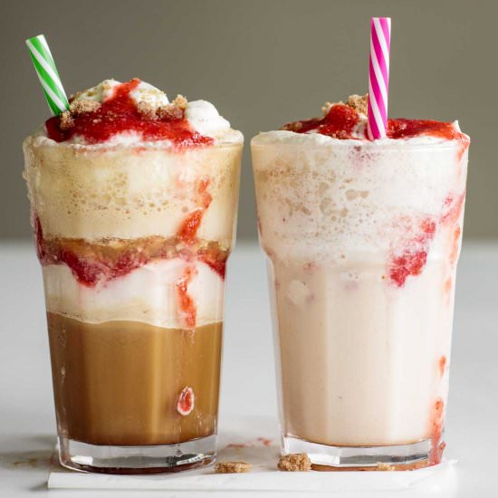 Strawberry Funnel Cake Frappuccino - Recipe photo by Milk and Pop