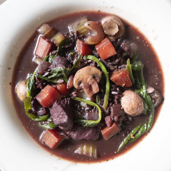 Dairy free chicken black rice soup - Recipe photo by foodmakesmehappy