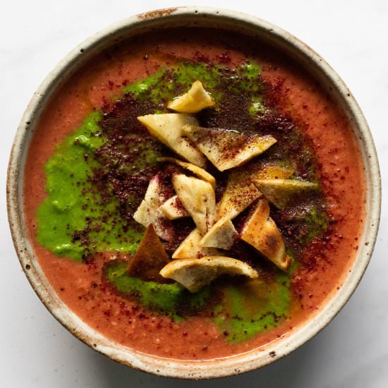 fattoush gazpacho - Recipe photo by kathrynpauline