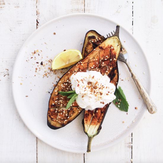 Dukkah and Harissa Roasted Eggplant - Recipe photo by Made By Mandy