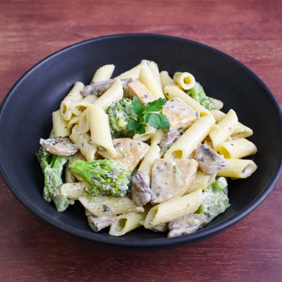 Creamy Tempeh Pasta - Recipe photo by The Pesky Vegan