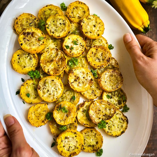 Air Fryer Yellow Squash - Recipe photo by No Sweat Vegan
