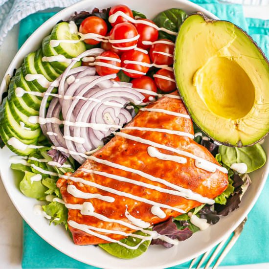BBQ salmon salad - Recipe photo by Family Food on the Table