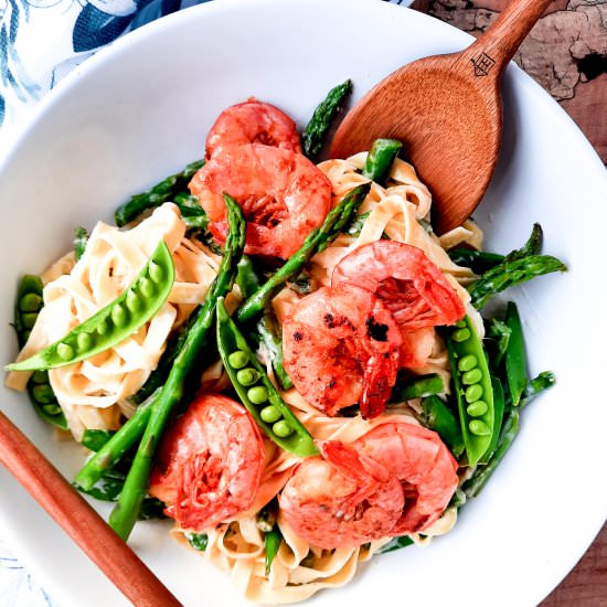 Creamy Spring Pasta With Shrimp - Recipe photo by outwestfoodandlifestyle