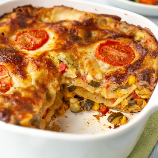 Summer vegetable lasagne - Recipe photo by Becca @ Easy Cheesy Vegetarian