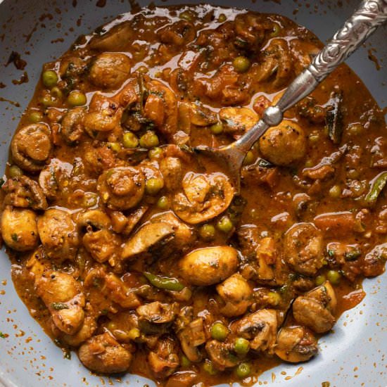 Indian Mushroom Masala with Peas - Recipe photo by myfoodstory