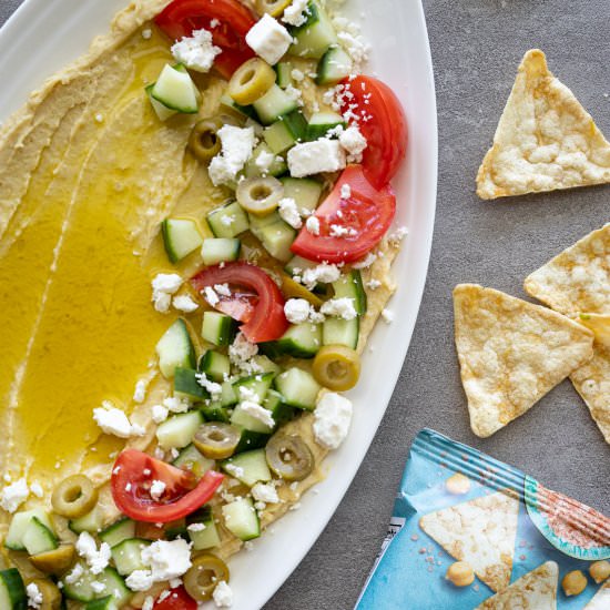 Mediterranean Loaded Hummus - Recipe photo by Aredspatula