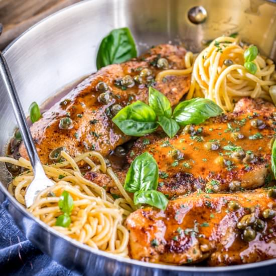 Chicken Piccata with Caper Lemon Bu - Recipe photo by cookingwithwineblog