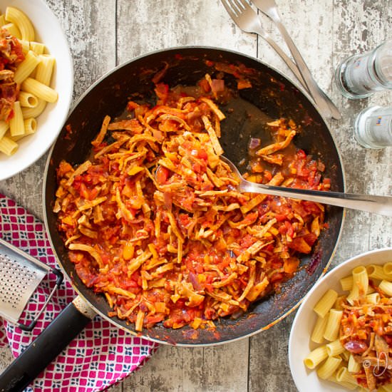 Leftover Roast Pork Pasta - Recipe photo by donnadundasblog