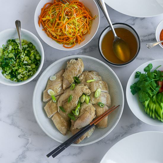 Hainanese Chicken with Ginger Rice - Recipe photo by between2kitchens