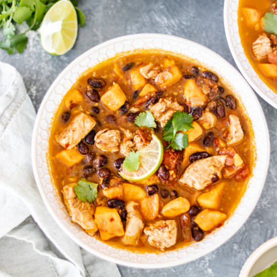 Spicy-Sweet Potato Bean Soup - Recipe photo by Alifedelicious