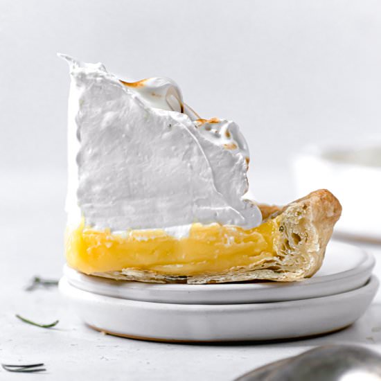 Lemon Rosemary Meringue Pie - Recipe photo by sloanes.table