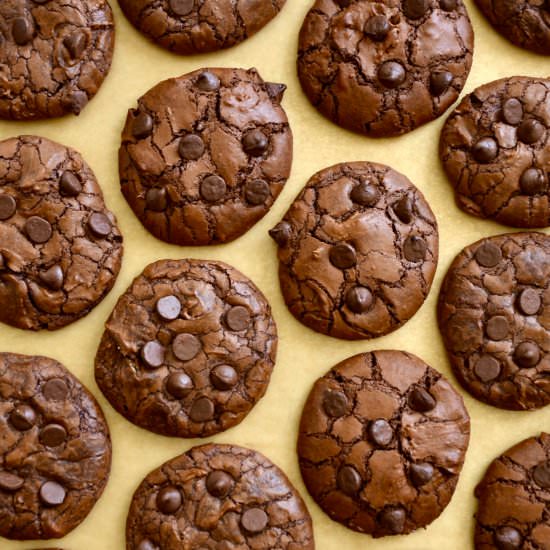 Chocolate Chip Brownie Cookies - Recipe photo by justataste
