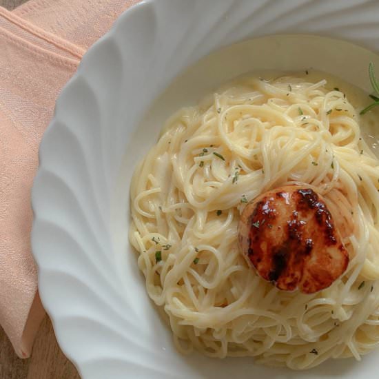 Capellini Beurre Blanc with Scallop - Recipe photo by NotEntirelyAverage