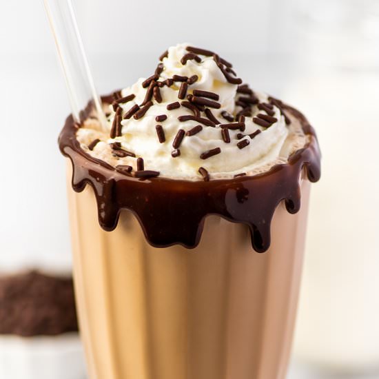 The Best Chocolate Milkshake - Recipe photo by BakingMischief