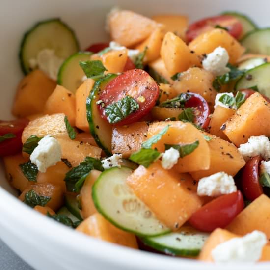 Vegan Cantaloupe Salad With Feta - Recipe photo by my quiet kitchen