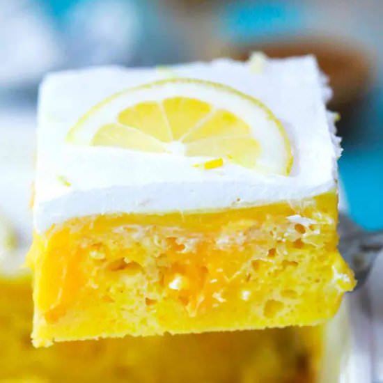 Lemon Poke Cake - Recipe photo by peasandpeonies