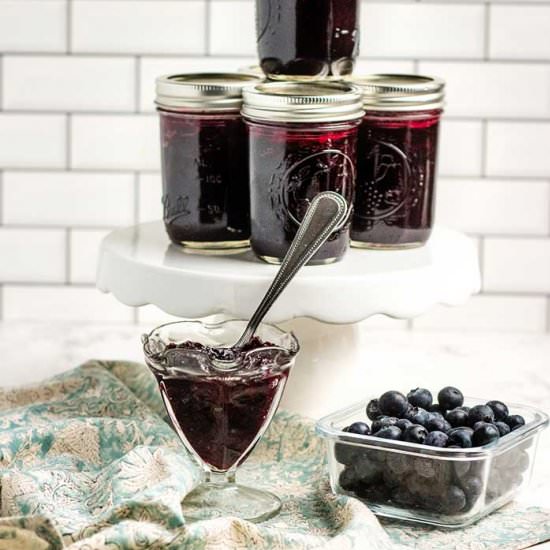 Low Sugar Blueberry Jam Recipe - Recipe photo by Everything Pretty