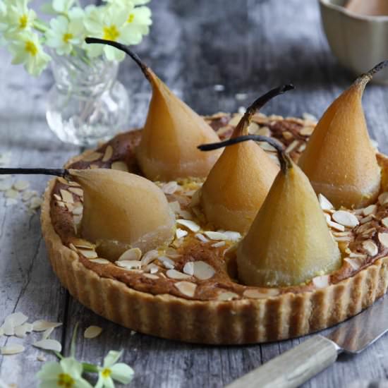 Poached Pear Almond Tart - Recipe photo by allthatsjas
