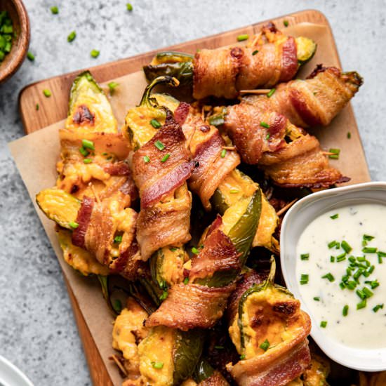 Easy Bacon Wrapped Jalapeño Poppers - Recipe photo by bites.with.bri_