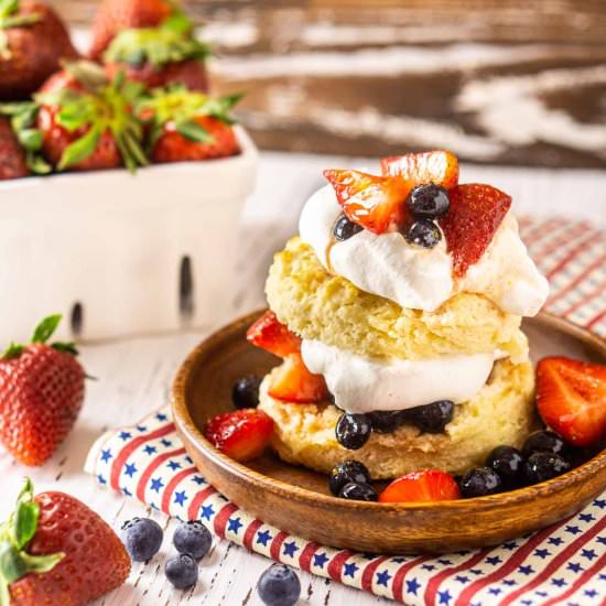 Blueberry Strawberry Shortcake - Recipe photo by Burrata and Bubbles