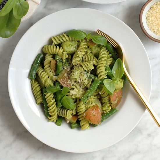 Pasta and Green Beans with Pesto - Recipe photo by twoofakindcooks