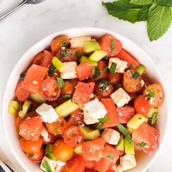 Watermelon Salad With Feta And Mint - Recipe photo by cheerfulcook