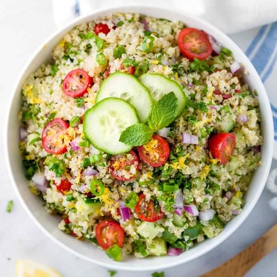 Quinoa Tabbouleh with Lemon Garlic - Recipe photo by Jessica Gavin