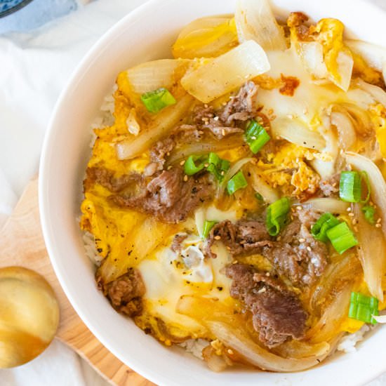 Gyudon (Japanese Beef Rice Bowl) - Recipe photo by theflouredcamera