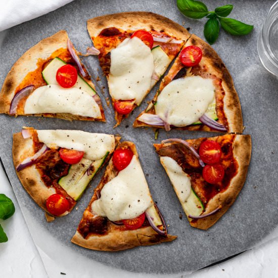 Tinned Mackerel Flatbread Pizza - Recipe photo by Searchingforspice