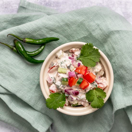 Tomato, cucumber & Onion Raita - Recipe photo by Searchingforspice