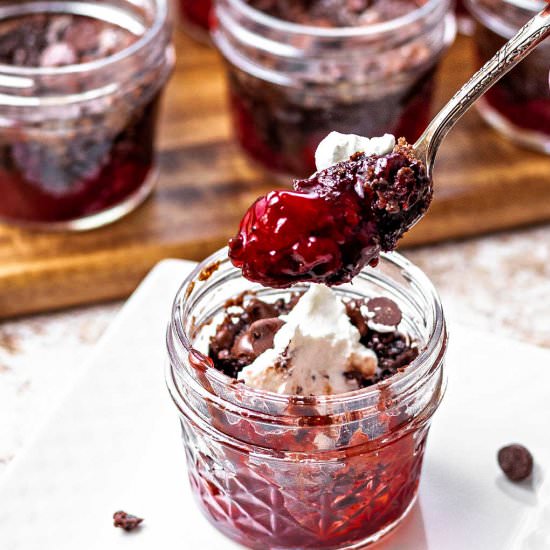 Chocolate Cherry Dump Cake in a Jar - Recipe photo by lifeloveandgoodfood