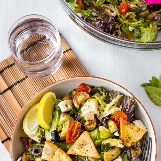 Roasted vegetable fattoush - Recipe photo by Becca @ Easy Cheesy Vegetarian
