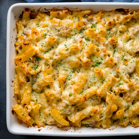 Creamy Tuna Pasta Bake - Recipe photo by KitchenSanctuary