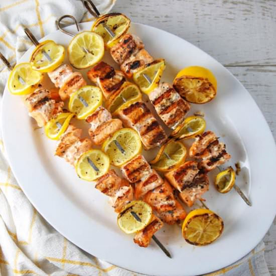 Grilled Lemon Salmon Skewers - Recipe photo by Tastefulventure