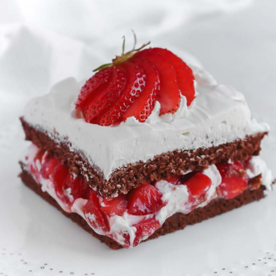 VEGAN CHOCOLATE STRAWBERRY CAKE - Recipe photo by theplantbasedschool