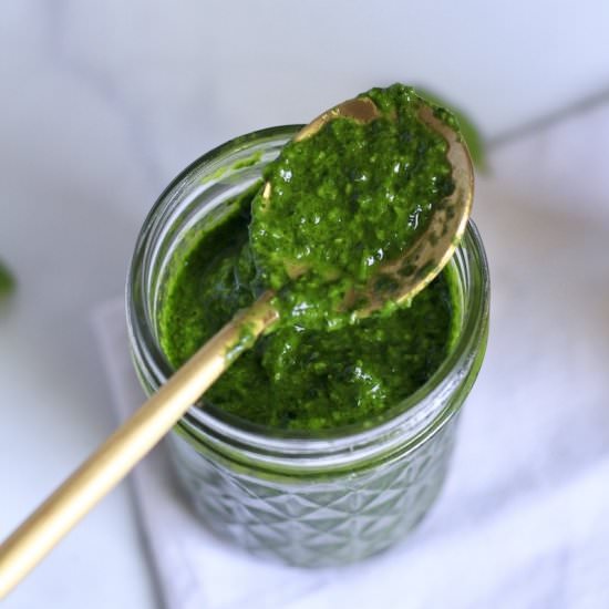 Spinach Pesto - Recipe photo by My Life After Dairy