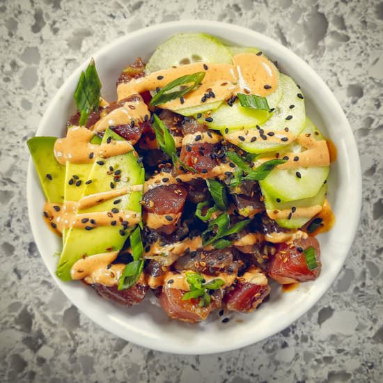Ahi Shoyu Poke Bowl - Recipe photo by The Buslife Kitchen