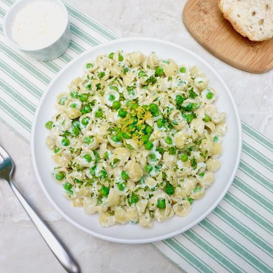 Creamy Pea Shell Pasta - Recipe photo by anothertablespoon