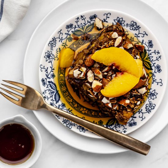 Ginger Peach Baked Oatmeal - Recipe photo by cleanfooddirtygirl