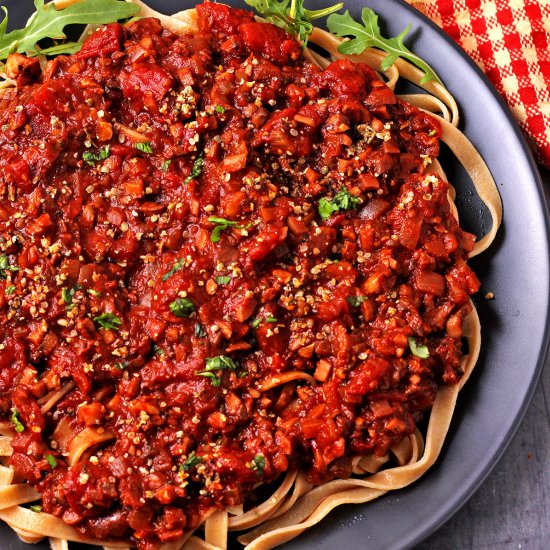 Instant Pot mushroom Bolognese - Recipe photo by veganwithgusto