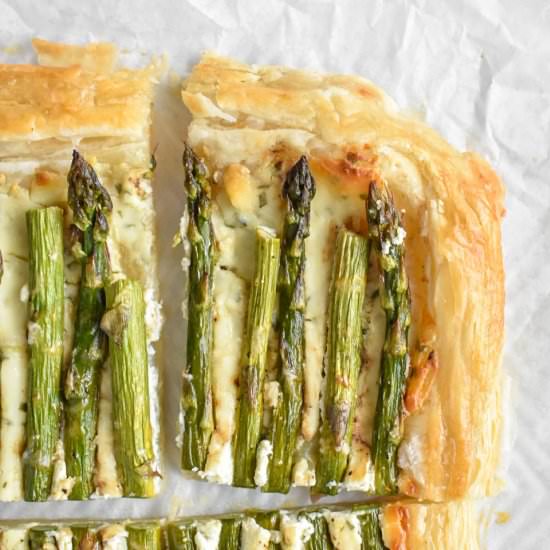 Asparagus Puff Pastry Tart - Recipe photo by Herbs and Flour