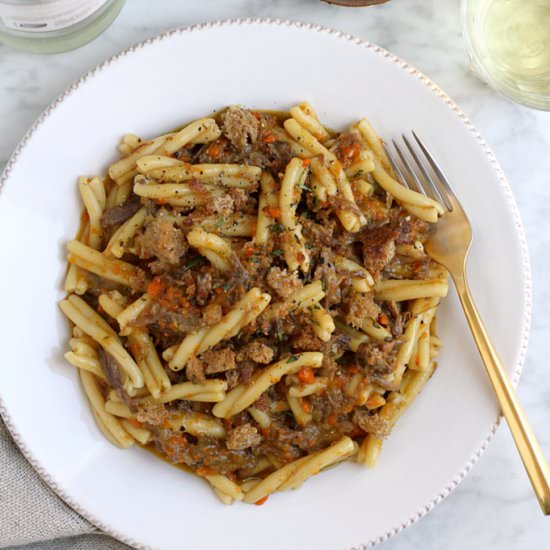 Strozzapreti with Oxtail Ragú - Recipe photo by twoofakindcooks
