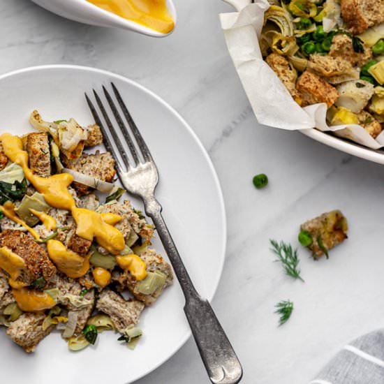 Plant Based Savory Bread Pudding - Recipe photo by cleanfooddirtygirl