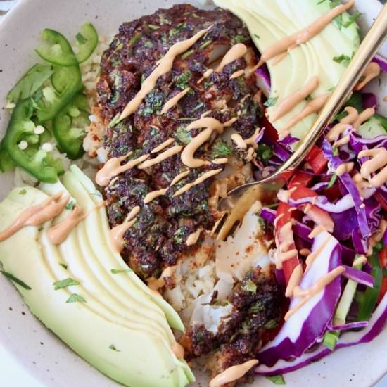 Low Carb Fish Taco Bowls - Recipe photo by Bowls Are The New Plates